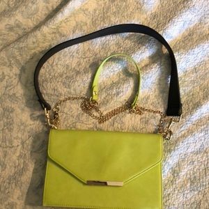 INC non leather neon green purse